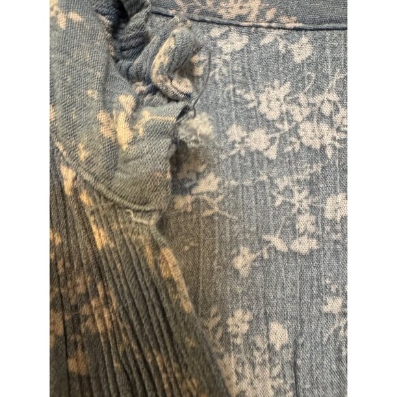 VICI Floral Print Long Sleeve Tunic Dress Womens Large Blue White Lightweight - Picture 5 of 7